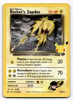 Rocket's Zapdos Celebrations: Classic Collection - Pokemon NM 15/132 - Image 1