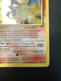 1999 Base Set Charizard 4/102 - Holo Pokemon Card Vintage WOTC NM Clean - Image 4