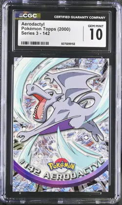 CGC 10 GEM MINT Aerodactyl 2000 Series 3 Topps 142 Pokemon Card - Image 1