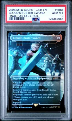 2025 MTG SECRET LAIR DROP #1865 CLOUD'S BUSTER SWORD PSA 10 - Image 1
