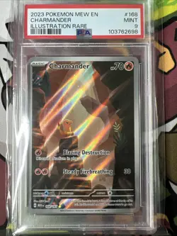 2023 POKEMON MEW EN-151 ILLUSTRATION RARE #168 CHARMANDER PSA 9 - Image 1