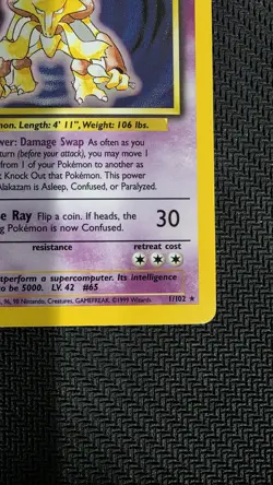 Pokemon TCG Alakazam Base Set 1/102 Holo 1999-2000 Wizards Base Set - Image 4