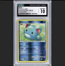 Pokemon NM Marill 88/130 Diamond & Pearl Reverse Holofoil 2007 CGC (GEM MINT 10) - Image 1