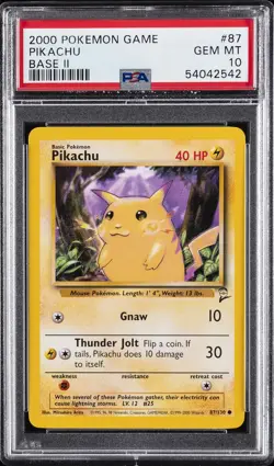 2000 POKEMON BASE SET 2 #87 PIKACHU PSA 10 - Image 1