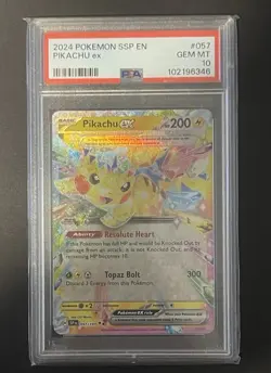Pokemon Pikachu ex Surging Sparks Double Rare #057 PSA 10 Gem Mint - Image 1