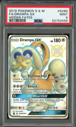 2019 Pokemon Sun & Moon Hidden Fates Drampa GX SV80 PSA 9 MINT - Image 1