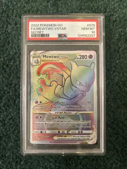 PSA 10 Mewtwo VSTAR (Secret) 079/078 Pokemon GO Holo - Image 1