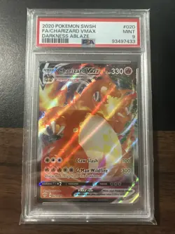 PSA 9 2020 POKEMON SWORD & SHIELD DARKNESS ABLAZEFULL ART/CHARIZARD VMAX 020 - Image 1