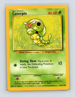 Pokemon TCG Caterpie 045/102 Base Set Normal LP - Image 1