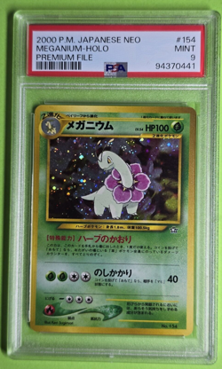 PSA 9 Mint 2000 Pokemon Japanese Neo Meganium Holo #154 - Image 1