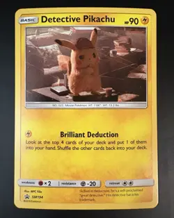 Detective Pikachu SM194 Pokemon Sun & Moon Promo Holo Rare Card LP - Image 1