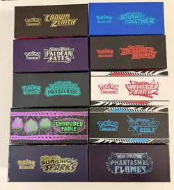 10x Empty Assorted Pokemon Elite Trainer Boxes ETB Crown Zenith Paldean Fates - Image 1