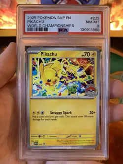 2025 Pokemon Pikachu SVP225 World Championships Black Star Promo - PSA 8 NM-MT - Image 2