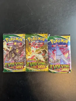 3x New, Sealed Pokemon TCG Evolving Skies Sleeved Booster Pack Sylveon & Umbreon - Image 1