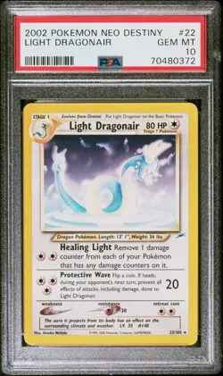 2002 Pokemon Neo Destiny Light Dragonair #22 PSA 10 GEM MINT WOTC Vintage - Image 1