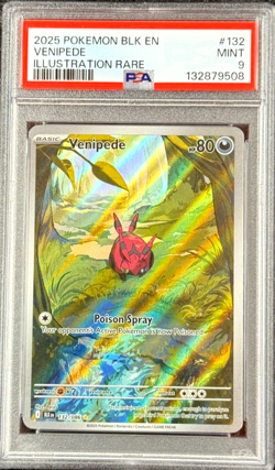2025 POKEMON BLACK BOLT EN VENIPEDE ILLUSTRATION RARE #132 MINT ?? PSA 9 - Image 1