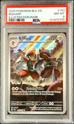 2025 POKEMON BLACK BOLT EN BISHARP ILLUSTRATION RARE #143 NM-MT PSA 8 - Image 1