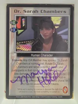 Babylon 5 CCG Crusade Embossed Card Dr. Sarah Chambers Marjean Autograph - Image 1