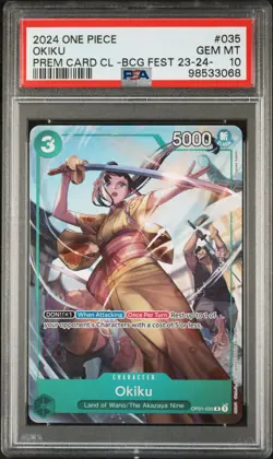 One Piece Okiku 2024 Bandai Card Games FEST 23-24 #OP01-035 PSA 10 - Image 1