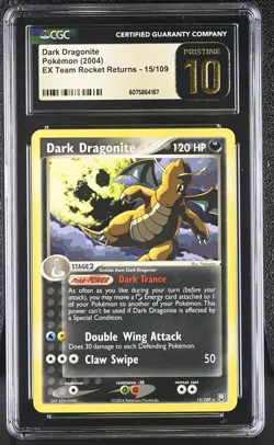CGC 10 PRISTINE Dark Dragonite 2004 EX Team Rocket Returns 15/109 Pokemon Card - Image 1