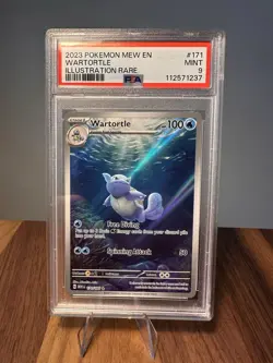 Pokemon 2023 Mew en Wartortle Illustration Rare Card 151#171 PSA 9 - Image 1