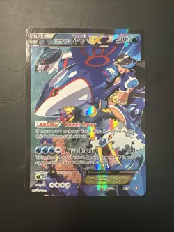 2015 POKEMON XY DOUBLE CRISIS #6 FULL ART/TEAM AQUA'S KYOGRE EX E - Image 1