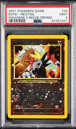 2001 POKEMON GAME MOVIE POKEMON 3 MOVIE PROMO #34 ENTEI-REVERSE FOIL PSA 9 - Image 1