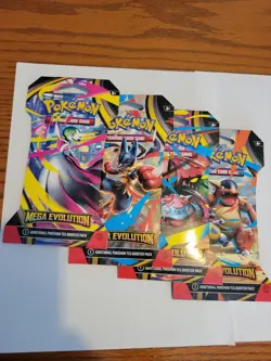 Pokemon TCG: Mega Evolution Sleeved Booster Pack Art Set (x4 packs) - SEALED! - Image 1