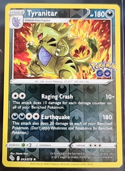 Pokemon TCG Tyranitar Pokemon GO 043/078 Reverse Holo Holo Rare - Image 1