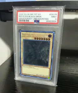 PSA 9 MINT Yu-Gi-Oh Red Eyes Black Dragon, Ghost Rare 1st Edition GFP2-EN176 - Image 1