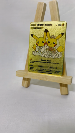 Pokemon Wedding Pikachu “Mr & Mrs Pikachu” METAL Gold Pokemon Card - Image 2