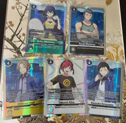 Digimon Card Game Set Of 5 Tamers SR Hackers’ Slumber Erika Takumi Ryuji Keisuke - Image 1