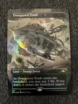 Magic The Gathering MTG - Overgrown Tomb (Borderless) Foil - Unfinity - Image 1