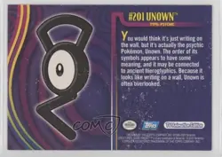 Unown Topps Pokemon TV Animation Edition Johto League Champions #201 2001 - Image 2