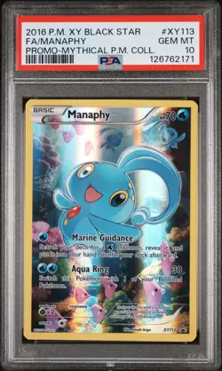2016 POKEMON XY BLACK STAR PROMO MYTHICAL POKEMON COLL FULL ART/MANAPHY PSA 10 - Image 1