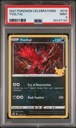 2021 Pokemon Celebrations Yveltal #019 PSA MINT 9 - Image 1