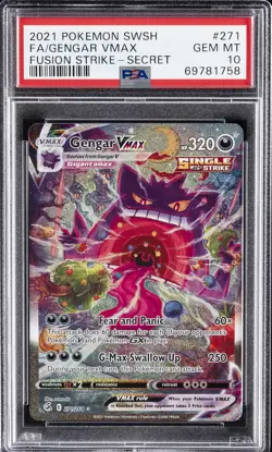 2021 POKEMON SWORD & SHIELD FUSION STRIKE SECRET FULL ART/GENGAR VMAX PSA 10 - Image 1
