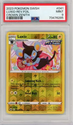 2023 Pokemon SWSH Luxio-Rev Foil Crown Zenith #041 PSA 9... - Image 1