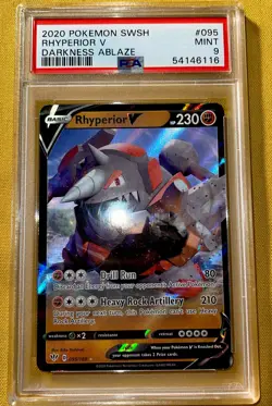Pokemon RHYPERIOR V 095/189 -2020 Darkness Ablaze Ultra - Mint PSA 9 🔥 - Image 1