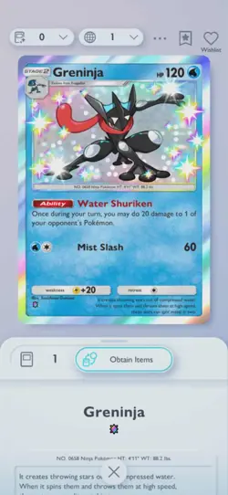 [English] Shiny Greninja | 1 Shiny | Pokemon TCG Pocket Trade - Image 1