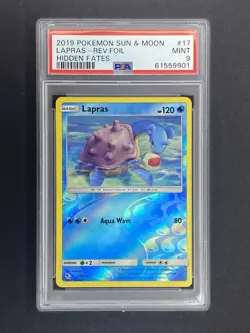 2019 Pokemon Hidden Fates #17 Lapras Reverse Holo PSA 9 - Image 1