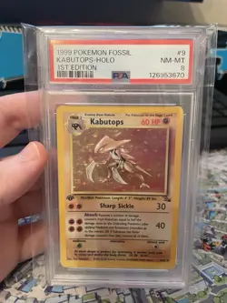 Pokemon Kabutops 9/62 Fossil Holo 1st Edition PSA 8 - Image 1