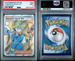 2024 POKEMON SSP EN-SURGING SPARKS #229 CLEMONT'S QUICK WIT ULTRA RARE PSA 9 - Image 3