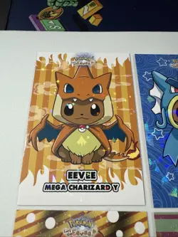 Rare Glitter Holo Variant Pokemon Eevee Poncho Set. Let’s Go Eevee Database. - Image 3