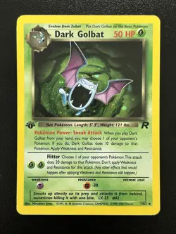 DARK GOLBAT Pokemon Card - WOTC - 1st Edition - Team Rocket - 7/82 - HOLO NM (A) - Image 1