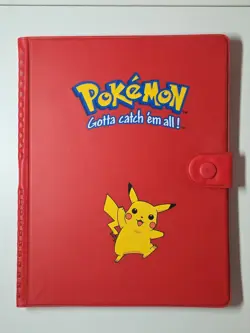 New Vintage 1999 Pikachu Official Pokemon TCG Card Binder Book Red 4 Pocket - Image 1