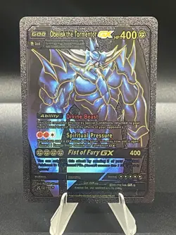Obelisk the Tormentor God GX Black Foil Pokemon Card Fan Art Card HP400 - Image 1