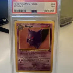 1999 Pokemon TCG Gengar Fossil Card 20/62 PSA 7 - Image 1