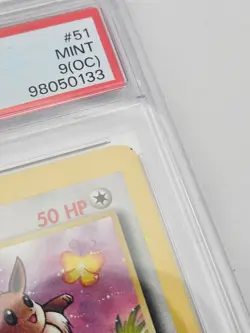 PSA 9 (OC) Eevee 51/64 Jungle Set Missprint Misscut Pokemon Card Error - Mint - Image 3