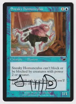 Signed Sneaky Homunculus LP Nemesis Artist Scott M. Fischer 2000 WOTC MTG Magic! - Image 1